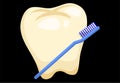 White tooth with a brush on a black background Royalty Free Stock Photo