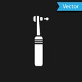 White Tooth drill icon isolated on black background. Dental handpiece for drilling and grinding tools. Medical Royalty Free Stock Photo