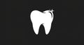 White tooth icon on a black background features a stylized design with a sparkling Royalty Free Stock Photo