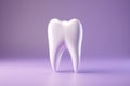 White tooth on lilac background, light emphasizes the cleanliness of the tooth Royalty Free Stock Photo