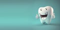 White tooth with a smiling face and thumbs up, dental health, teeth hygiene, medical concept, generative AI