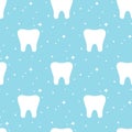 White tooth with sparkles seamless pattern. Royalty Free Stock Photo