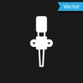 White Torch flame icon isolated on black background. Symbol fire hot, flame power, flaming and heat. Vector Royalty Free Stock Photo