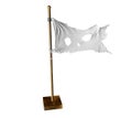 White torn flag. The symbol of peace after the war. 3d render