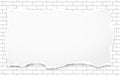 White torn note, notebook paper stuck on brick wall background. Vector illustration Royalty Free Stock Photo