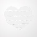 White torn paper stripes with ragged uneven ragged edges in shape broken heart vector on white background. Could be used for Royalty Free Stock Photo