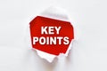 White torn paper with a word KEY POINTS Royalty Free Stock Photo