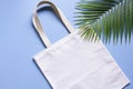 White tote bag canvas fabric. Cloth shopping sack mockup with copy space