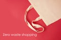 White tote canvas fabric, eco bag cloth shopping sack on colrful red background . Zero waste concept. No plastic bag pollution. Royalty Free Stock Photo