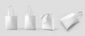 White totebag mockup with handles, 3D rendering, with space for design, pattern, print. Set Royalty Free Stock Photo