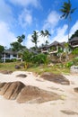 White tourist hut, the house, the cheschany beach, palm tree, bo