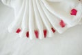 White towel plait as tail of swan with petal rose Royalty Free Stock Photo