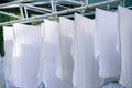 White towels on clothesline Royalty Free Stock Photo