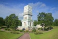 The white tower in the Alexander Park on a summer day. Tsarskoye Selo Royalty Free Stock Photo