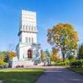 The White Tower in Alexander Park in Tsarskoe Selo near Saint Pe