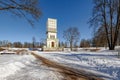 The White Tower (1821-1827) in the Alexander Park, Tsarskoye Selo, Russia. Royalty Free Stock Photo