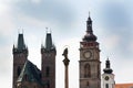 The White Tower and Cathedral of the Holy Spirit, principal church and seat of bishop of Diocese Hradec Kralove, Great Square Royalty Free Stock Photo