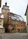 White Tower, renaissance building with timber-frame facade and clock tower, Rothenburg ob der Tauber, Germany Royalty Free Stock Photo