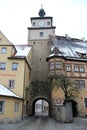 White Tower, renaissance building with timber-frame facade and clock tower, Rothenburg ob der Tauber, Germany Royalty Free Stock Photo