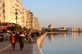 The White Tower in Thessaloniki by night. Greece. Salonika city`s landmark and symbol. Tourist destination