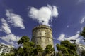 White Tower in waterfront of the town Thessaloniki, Macedonia, Greece Royalty Free Stock Photo
