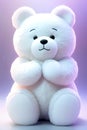 White toy fluffy bear in neon light