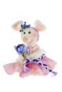 White toy pig in a pink skirt Royalty Free Stock Photo