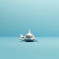 Minimalist Photography: White Plastic Shark On Blue Background