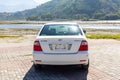 White Toyota corolla special edition 40th anniversary car: Swat, Pakistan - 10 October 2023 Royalty Free Stock Photo