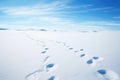 Trace blue track outdoors winter snow cold background footprint nature white