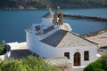 white traditional church on an island in Greece. Skopelos island, Greece Royalty Free Stock Photo