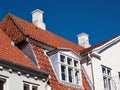 White traditional Danish houses