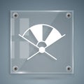 White Traditional paper chinese or japanese folding fan icon isolated on grey background. Square glass panels. Vector Royalty Free Stock Photo