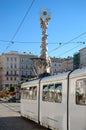 White Tram in Linz Royalty Free Stock Photo