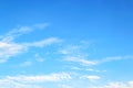 White translucent cirrus and stratus clouds high in the blue summer sky. Different cloud types and atmospheric phenomena Royalty Free Stock Photo