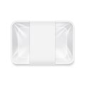 White transparent empty disposable plastic food tray container vector mockup