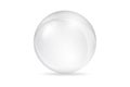 White transparent glass ball. Realistic sphere with shadow isolated on white background. Mockup template for your design Royalty Free Stock Photo