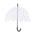 White transparent open umbrella retro design with polka dots