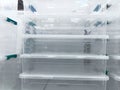 White transparent Plastic food containers on the shelf in the store Royalty Free Stock Photo