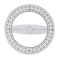 White transparent protractor, isolated on white, with clipping path