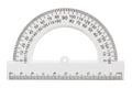 White transparent protractor, isolated on white, with clipping path