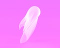 White transparent silk cloth on pink background, 3d render. Ghost sheet costume, spirit or phantom silhouette, Halloween Royalty Free Stock Photo