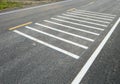 White transverse rumble strips on the asphalt road Royalty Free Stock Photo