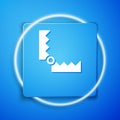 White Trap hunting icon isolated on blue background. Blue square button. Vector