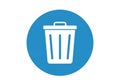 White trash can icon on a blue circle isolated on white background Royalty Free Stock Photo