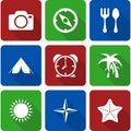 White Travel Icons with Long Shadows Vol 2