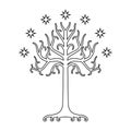 White Tree of Gondor. Isolated black and white eps