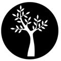 Tree vector in black circle