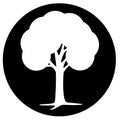 White tree vector in black circle Royalty Free Stock Photo