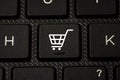 White Trolley or shopping cart icon print screen on button computer laptop keyboard , Shopping online and e-commerce concept Royalty Free Stock Photo